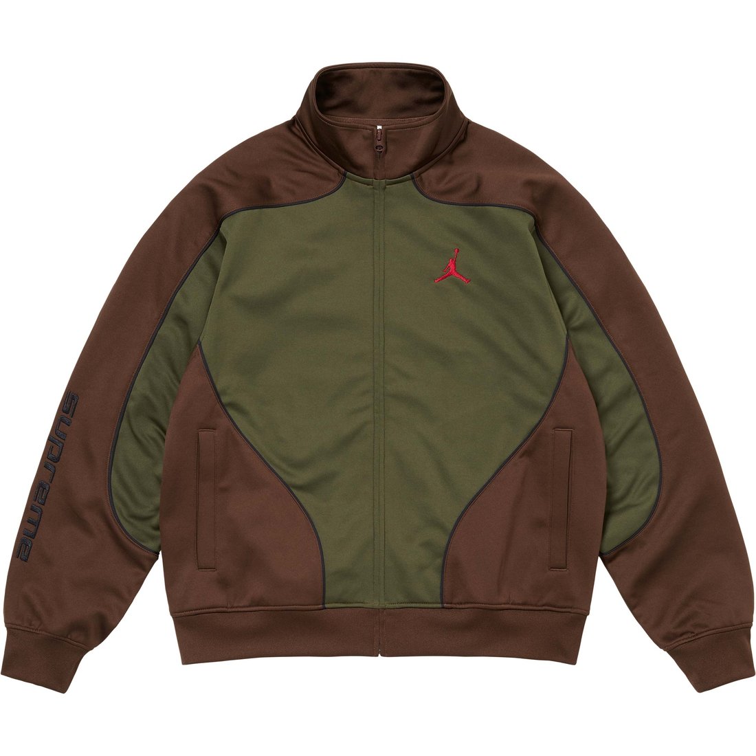 Details on Supreme Jordan Tricot Track Jacket Olive from fall winter
                                                    2024 (Price is $188)