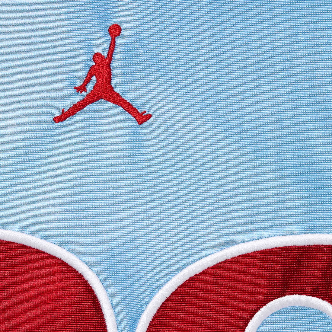 Details on Supreme Jordan Warm Up Jersey Light Blue from fall winter
                                                    2024 (Price is $148)