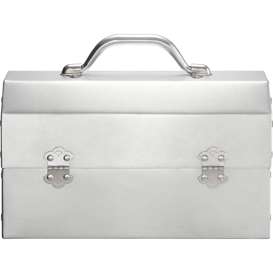 Details on Supreme L. May MFG Inc. Miner's Lunchbox Silver from fall winter
                                                    2024 (Price is $148)