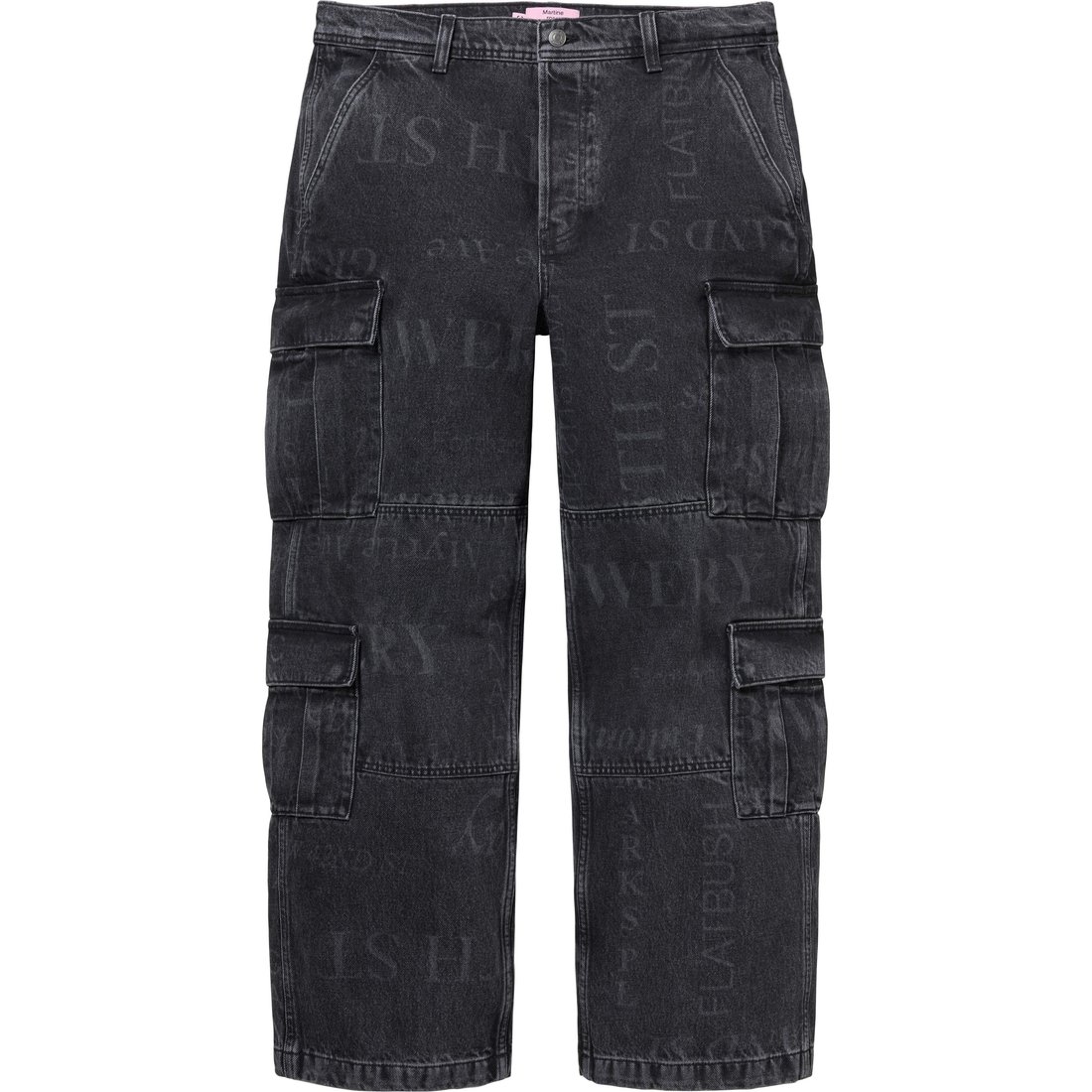 Details on Supreme Martine Rose Denim Cargo Pant Washed Black from fall winter
                                                    2024 (Price is $288)