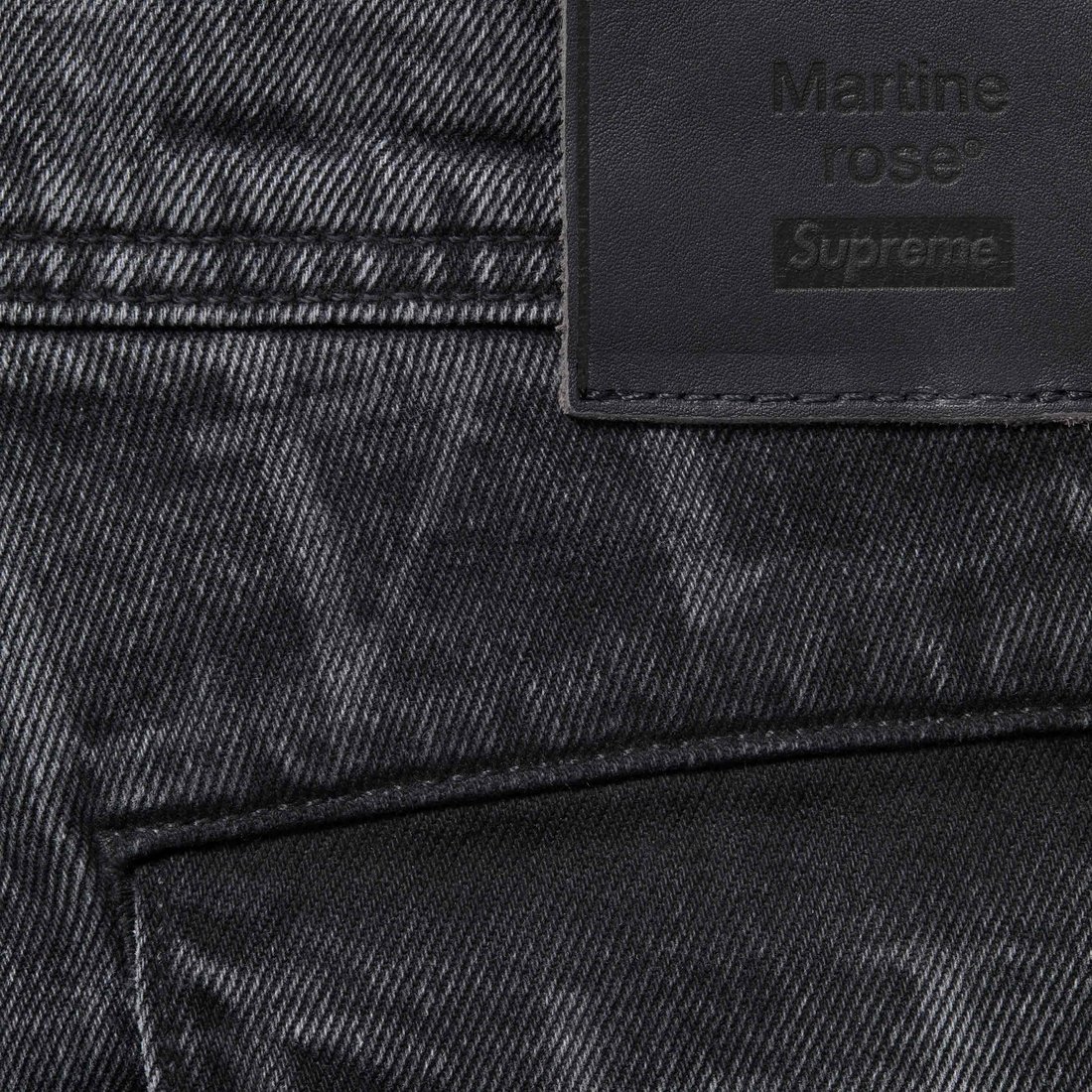 Details on Supreme Martine Rose Denim Cargo Pant Washed Black from fall winter
                                                    2024 (Price is $288)