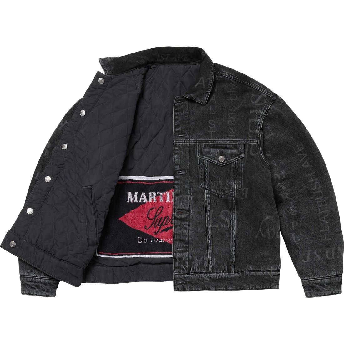 Details on Supreme Martine Rose Reversible Trucker Jacket Washed Black from fall winter
                                                    2024 (Price is $398)