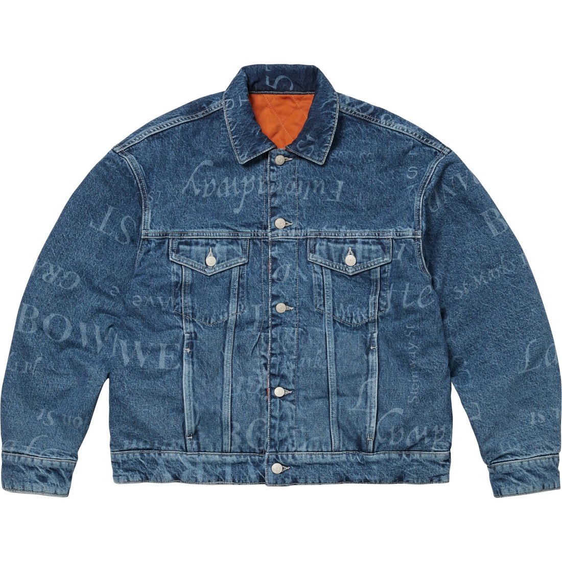 Details on Supreme Martine Rose Reversible Trucker Jacket Washed Blue from fall winter
                                                    2024 (Price is $398)