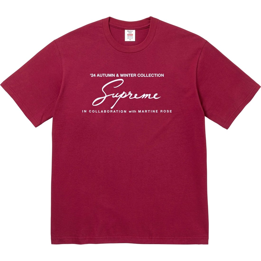 Details on Supreme Martine Rose Tee Cardinal from fall winter
                                                    2024 (Price is $54)