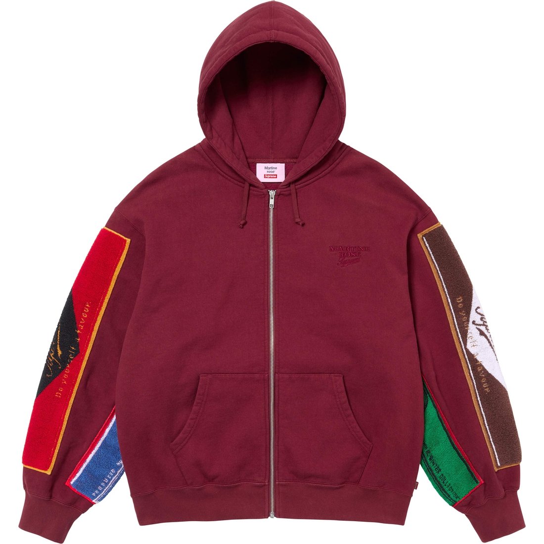 Details on Supreme Martine Rose Towel Zip Up Hooded Sweatshirt Cardinal from fall winter
                                                    2024 (Price is $248)