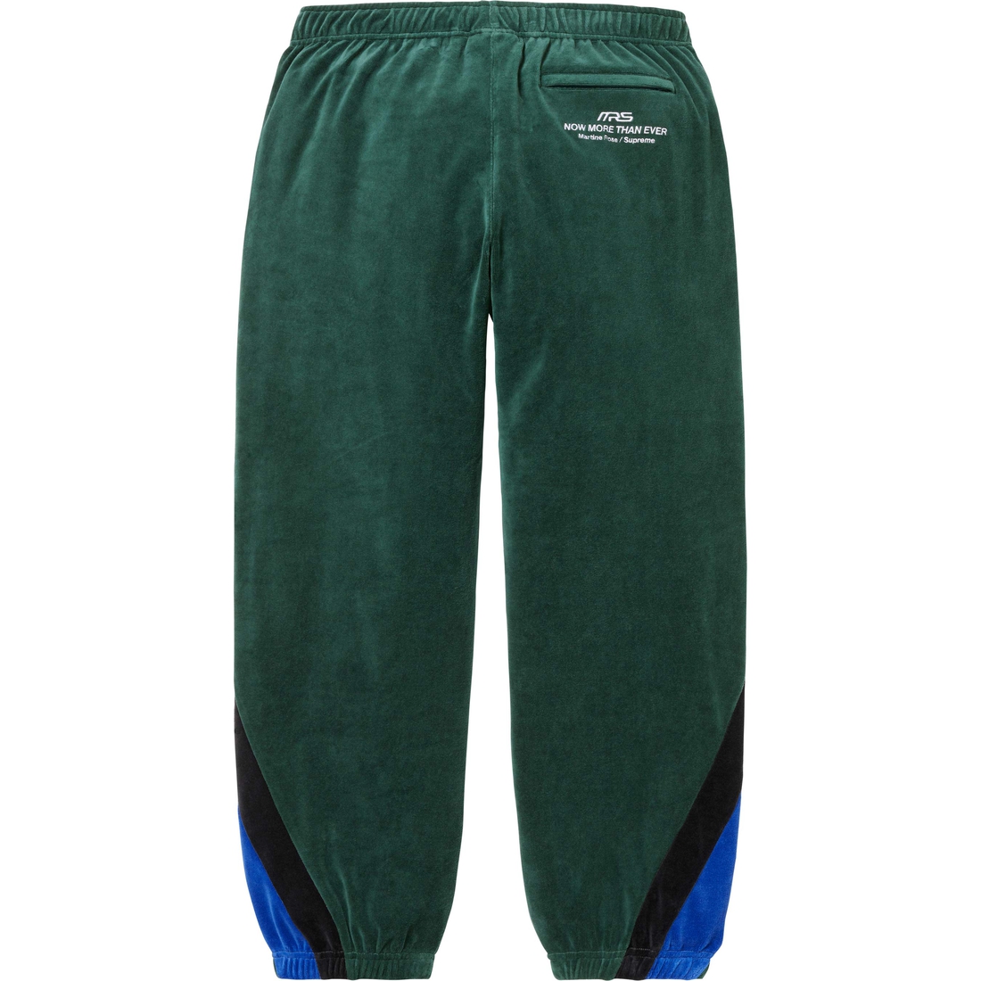 Details on Supreme Martine Rose Velour Track Pant Green from fall winter
                                                    2024 (Price is $178)