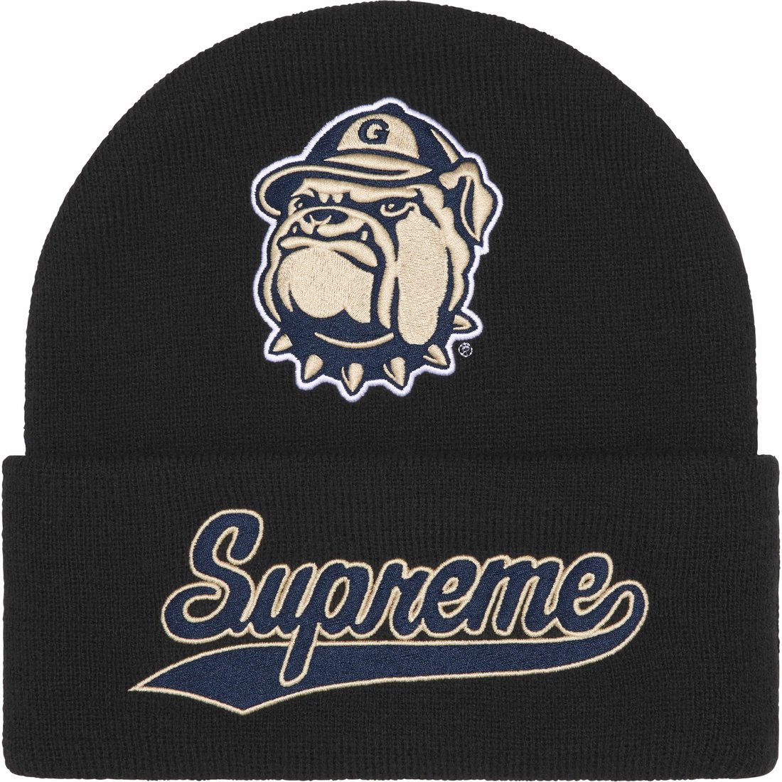 Details on Supreme Mitchell & Ness NCAA Beanie Black from fall winter
                                                    2024 (Price is $48)