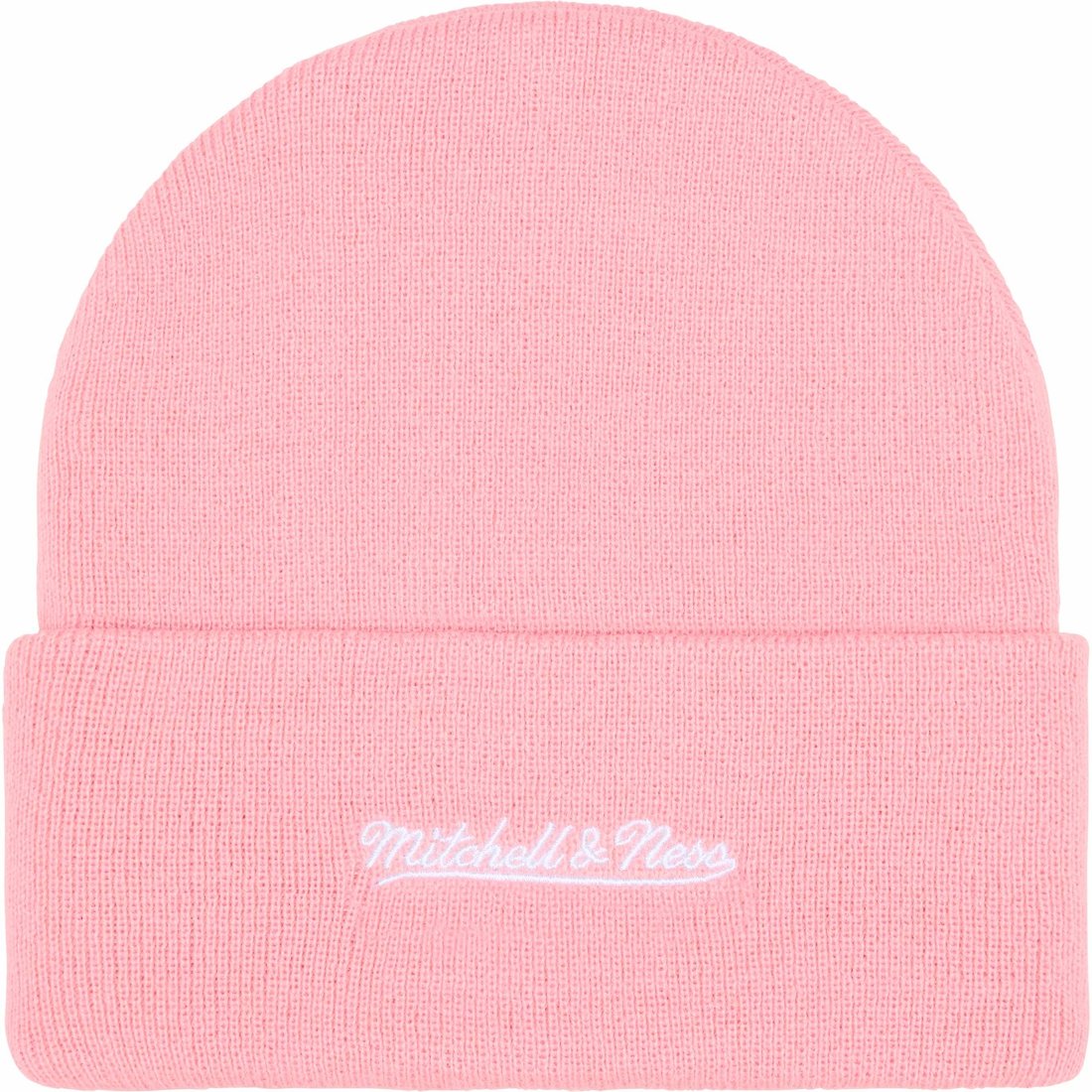 Details on Supreme Mitchell & Ness NCAA Beanie Light Pink from fall winter
                                                    2024 (Price is $48)