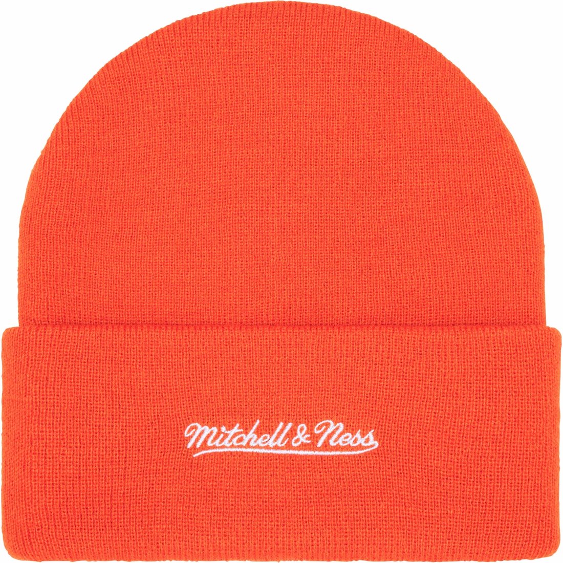 Details on Supreme Mitchell & Ness NCAA Beanie Orange from fall winter
                                                    2024 (Price is $48)