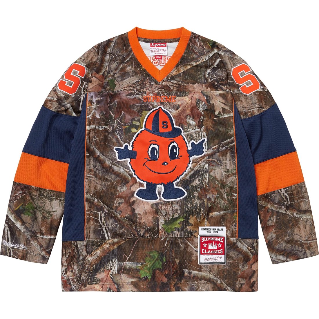 Details on Supreme Mitchell & Ness NCAA Hockey Jersey TrueTimber® Kanati Camo from fall winter
                                                    2024 (Price is $188)