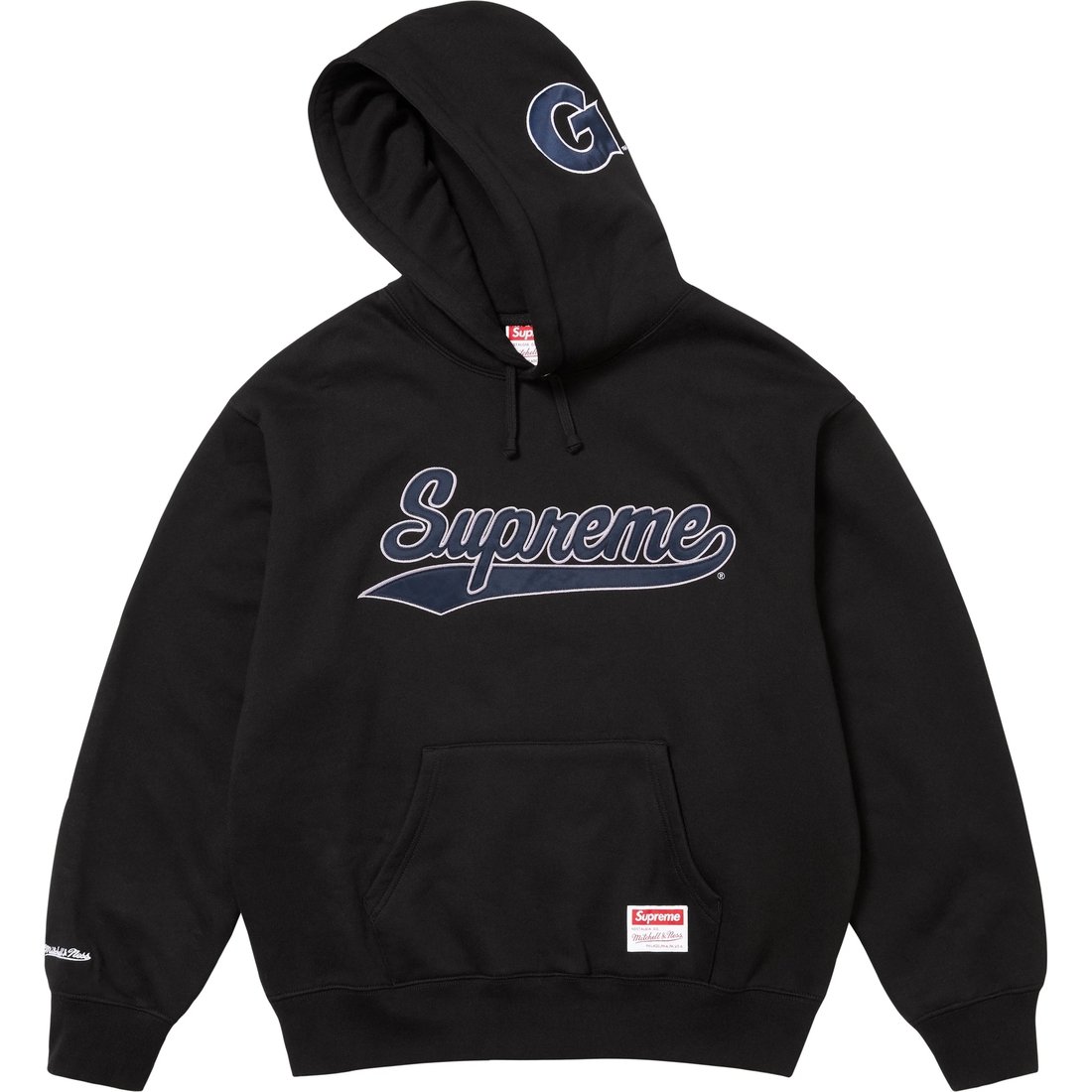 Details on Supreme Mitchell & Ness NCAA Hooded Sweatshirt Black from fall winter
                                                    2024 (Price is $178)