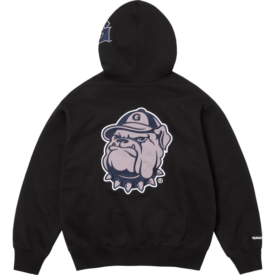 Details on Supreme Mitchell & Ness NCAA Hooded Sweatshirt Black from fall winter
                                                    2024 (Price is $178)