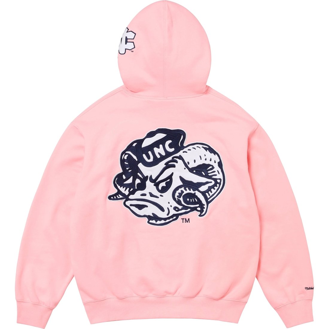 Details on Supreme Mitchell & Ness NCAA Hooded Sweatshirt Pink from fall winter
                                                    2024 (Price is $178)