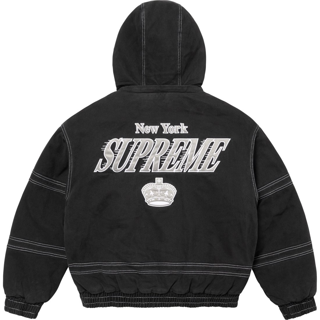 Details on Supreme Mitchell & Ness Twill Stadium Jacket Black from fall winter
                                                    2024 (Price is $348)