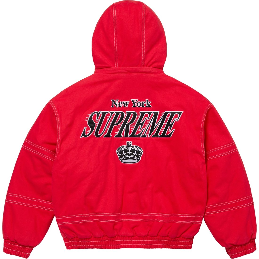 Details on Supreme Mitchell & Ness Twill Stadium Jacket Red from fall winter
                                                    2024 (Price is $348)