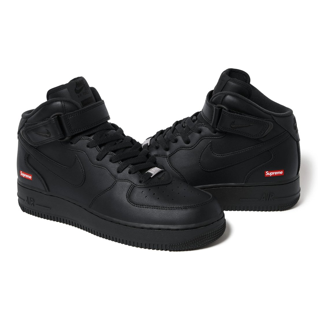 Details on Supreme Nike Air Force 1 Mid Black from fall winter
                                                    2024 (Price is $134)