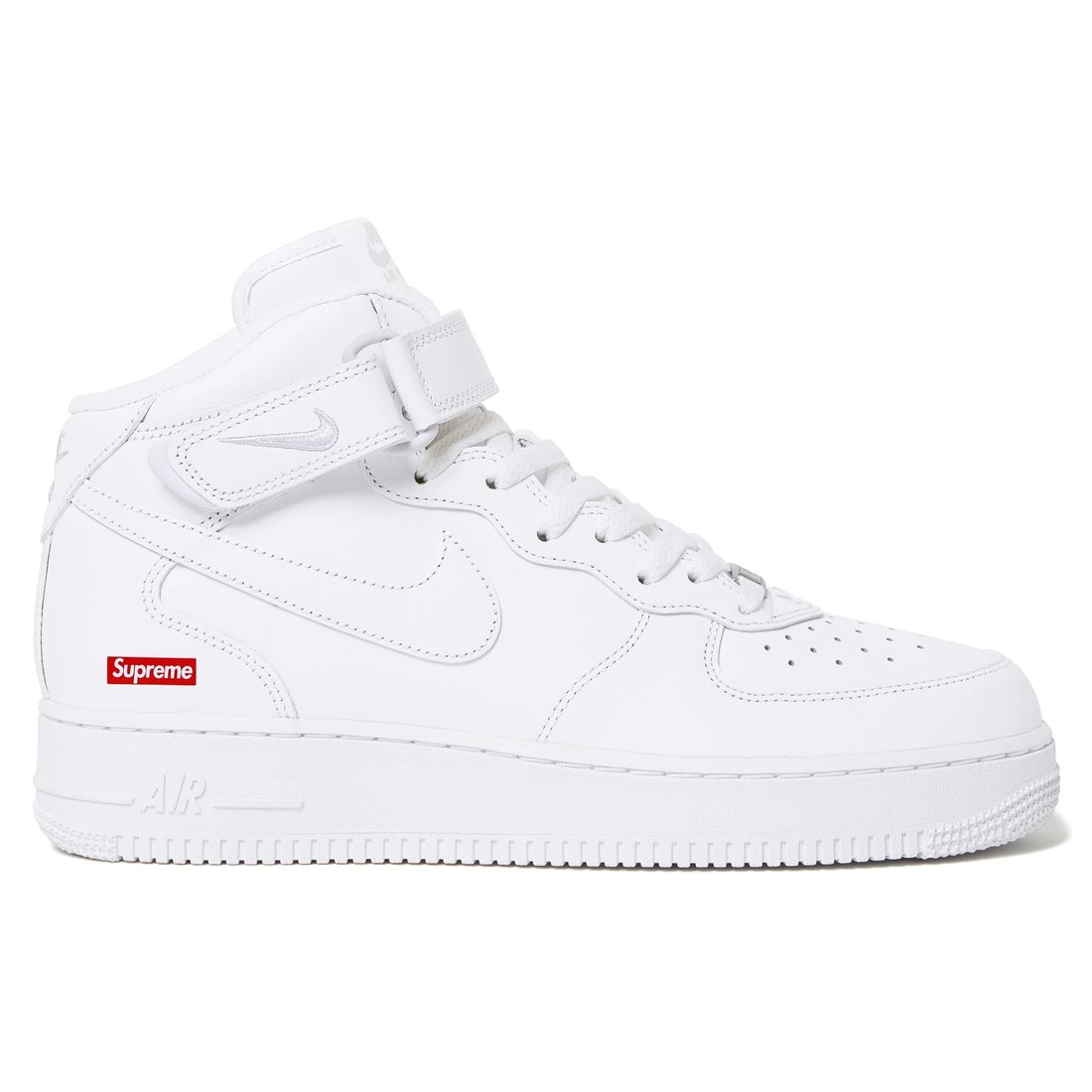 Details on Supreme Nike Air Force 1 Mid White from fall winter
                                                    2024 (Price is $134)