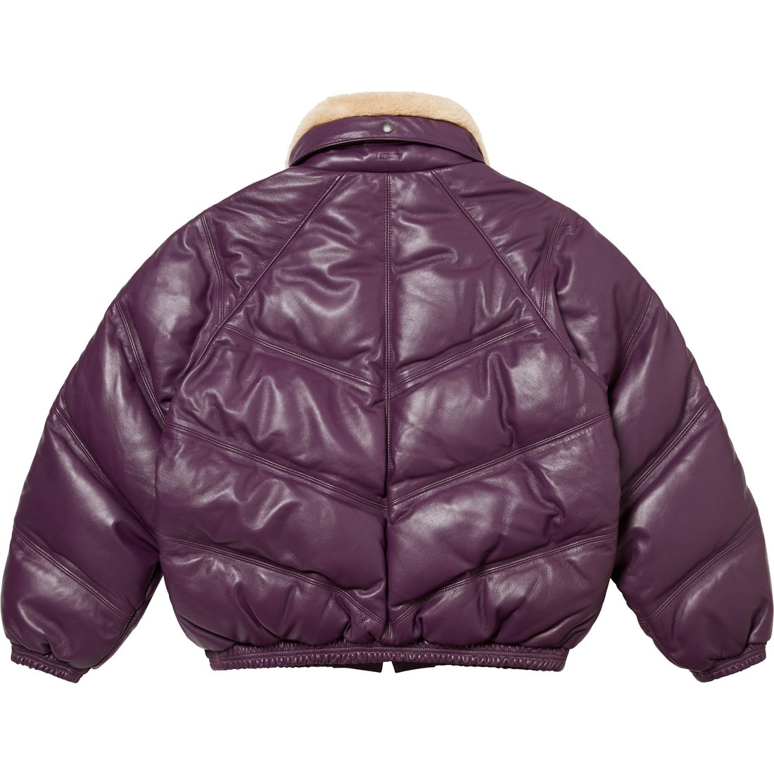 Details on Supreme Schott Chevron Leather Down Puffer Jacket Purple from fall winter
                                                    2024 (Price is $1298)