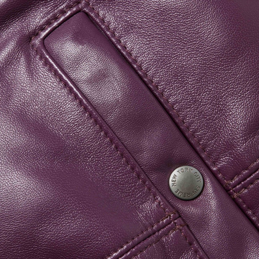 Details on Supreme Schott Chevron Leather Down Puffer Jacket Purple from fall winter
                                                    2024 (Price is $1298)