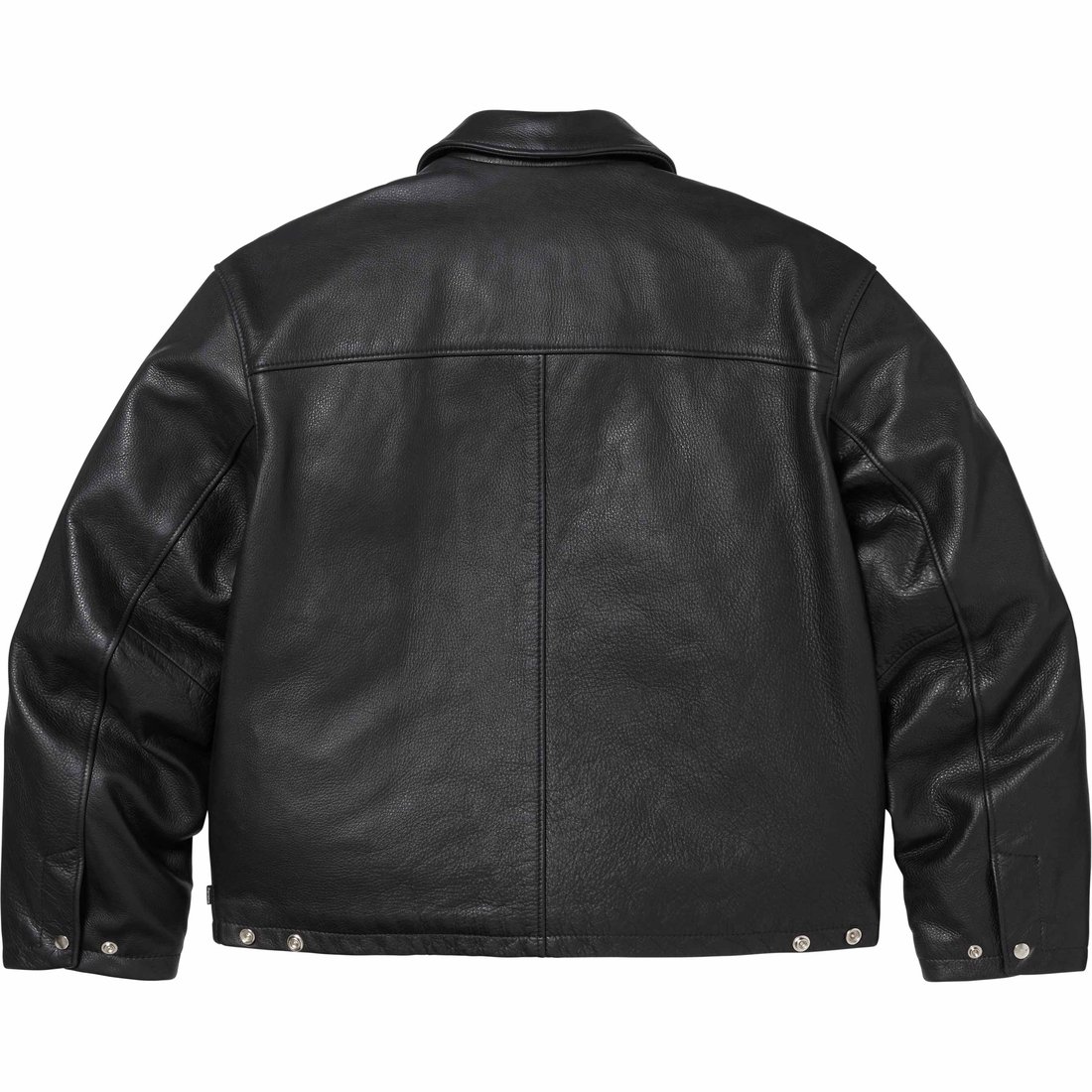 Details on Supreme Schott Leather Racer Jacket Black from fall winter
                                                    2024 (Price is $898)