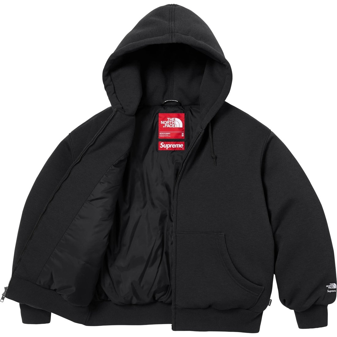 Details on Supreme The North Face Down Zip Up Hooded Sweatshirt Black from fall winter
                                                    2024 (Price is $298)