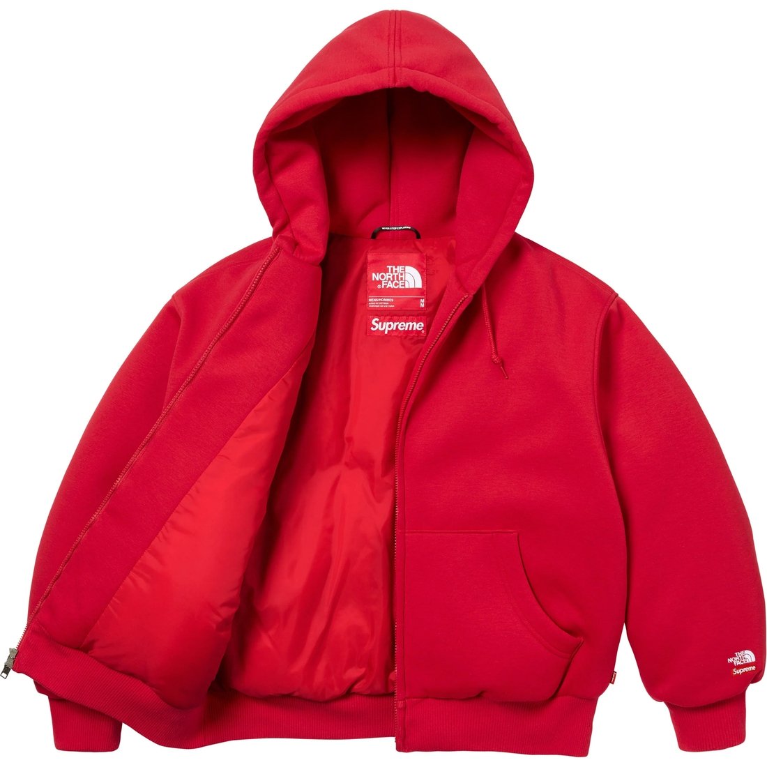 Details on Supreme The North Face Down Zip Up Hooded Sweatshirt Red from fall winter
                                                    2024 (Price is $298)