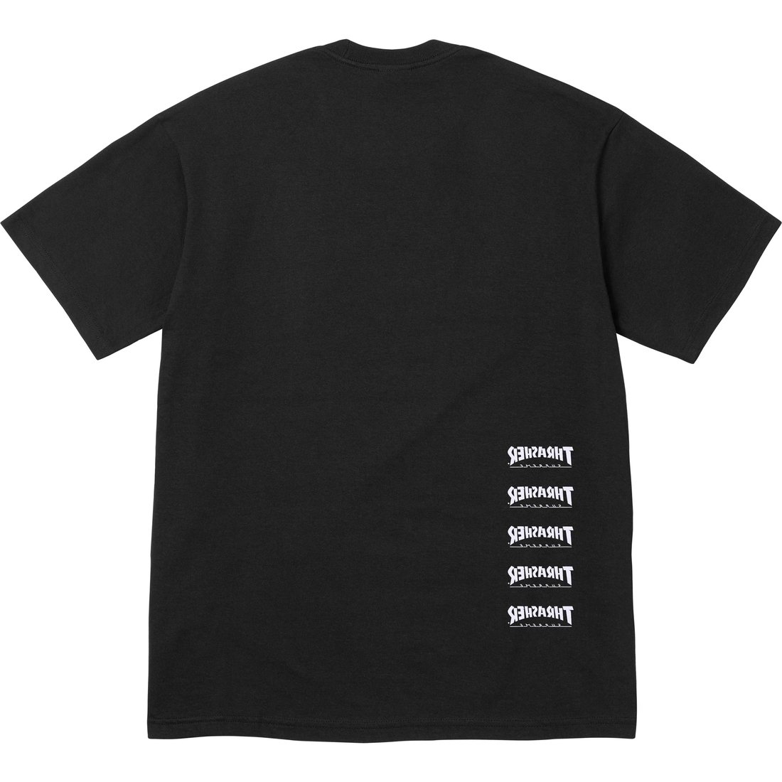 Details on Supreme Thrasher Back Tail Tee Black from fall winter
                                                    2024 (Price is $44)