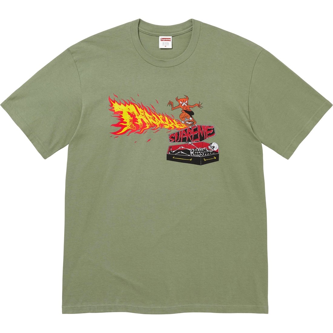 Details on Supreme Thrasher Back Tail Tee Light Olive from fall winter
                                                    2024 (Price is $44)