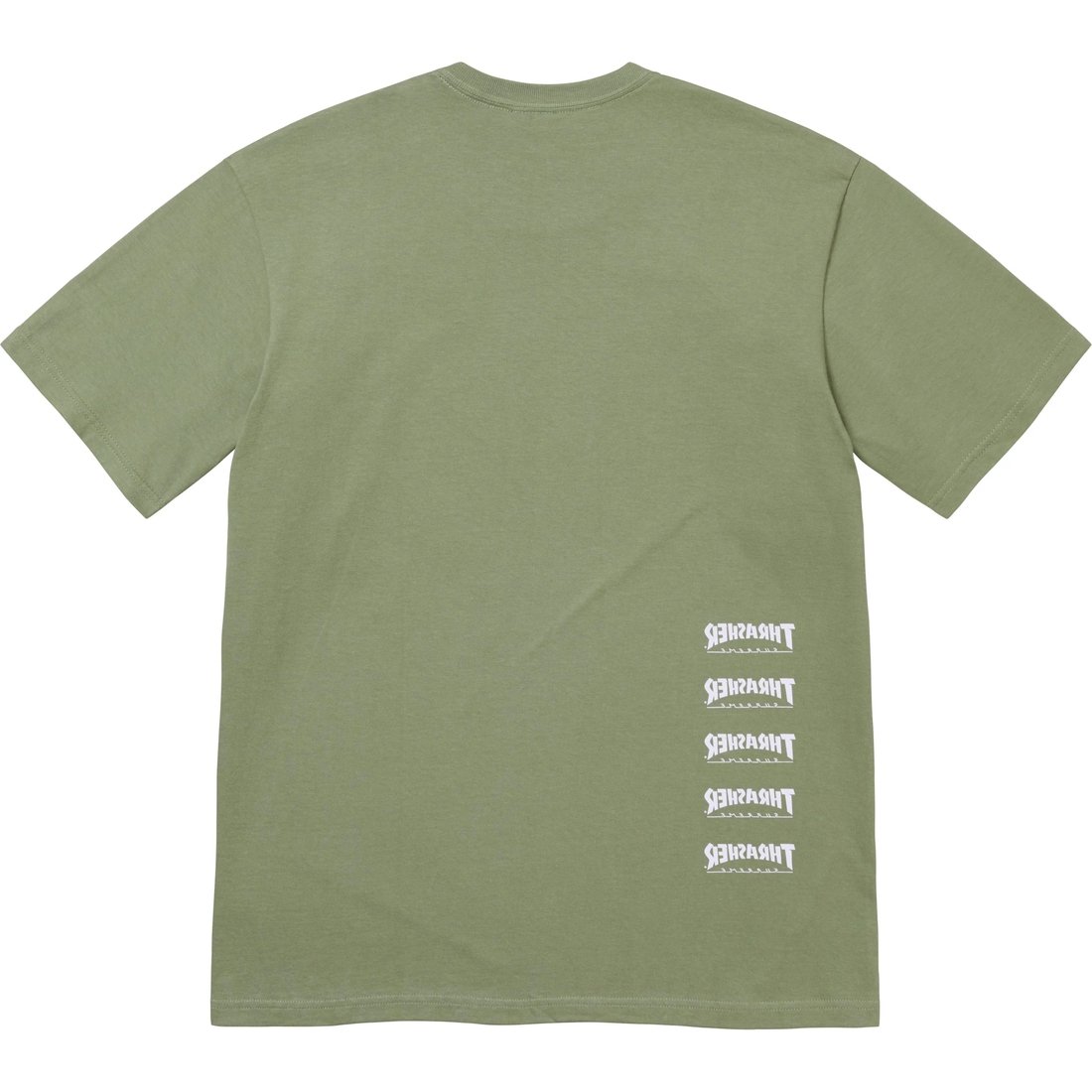 Details on Supreme Thrasher Back Tail Tee Light Olive from fall winter
                                                    2024 (Price is $44)