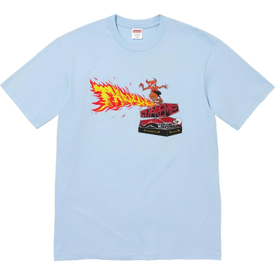 Details on Supreme Thrasher Back Tail Tee Powder Blue from fall winter
                                                    2024 (Price is $44)