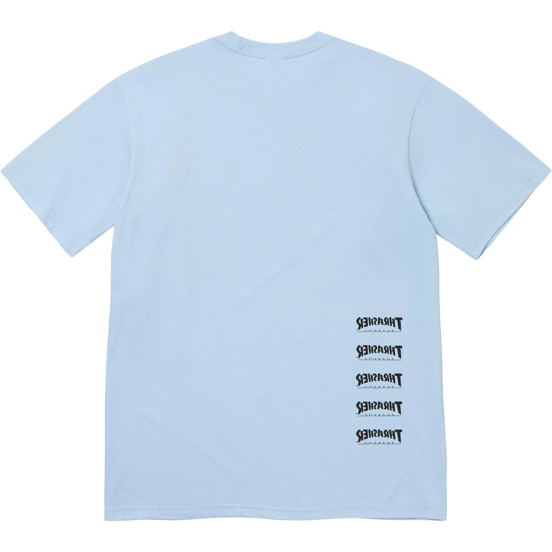 Details on Supreme Thrasher Back Tail Tee Powder Blue from fall winter
                                                    2024 (Price is $44)