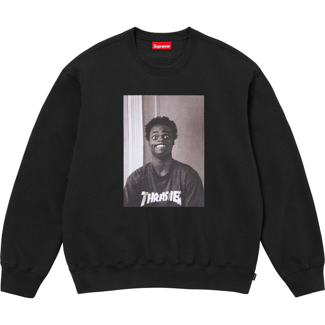 Details on Supreme Thrasher Crewneck Black from fall winter
                                                    2024 (Price is $158)