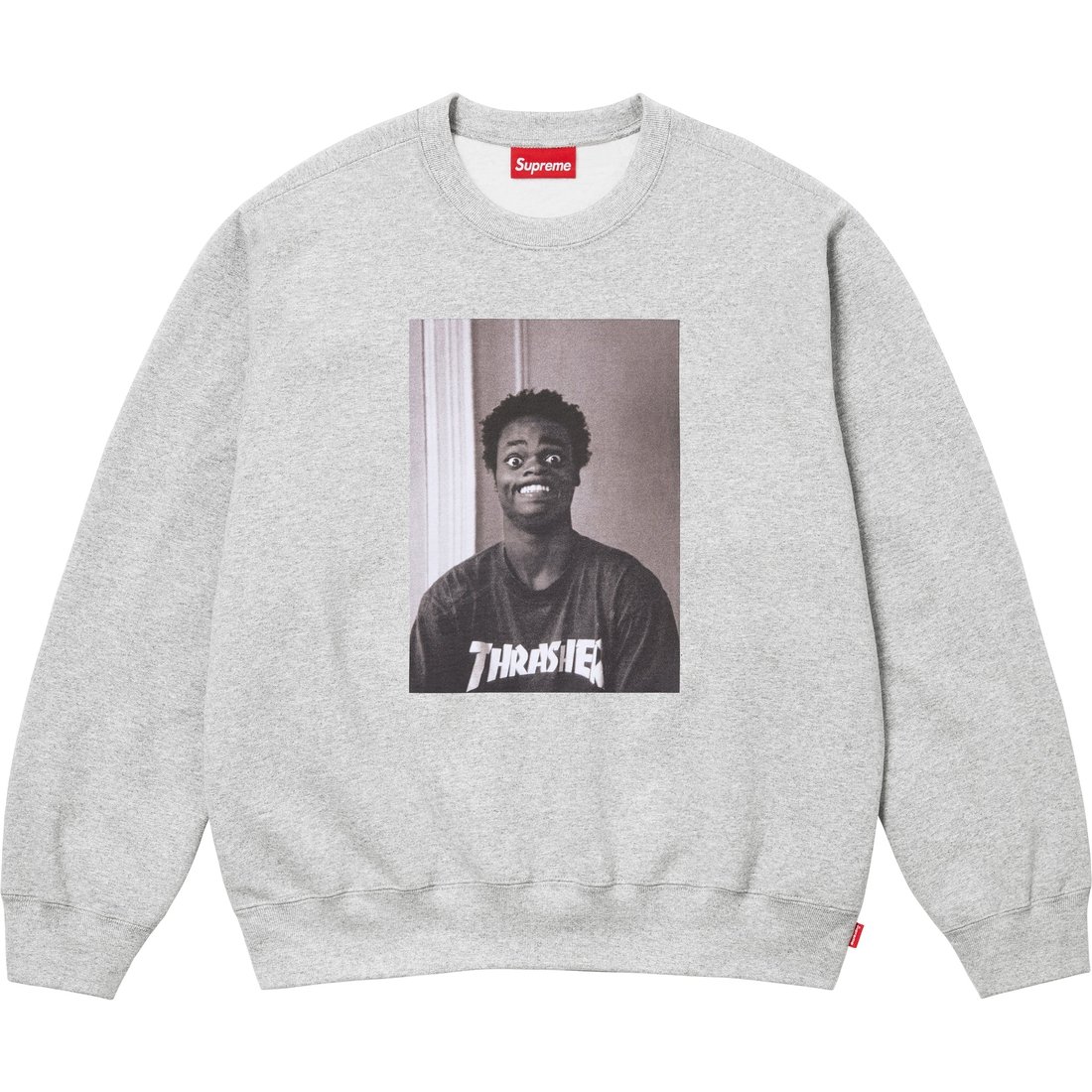 Details on Supreme Thrasher Crewneck Heather Grey from fall winter
                                                    2024 (Price is $158)