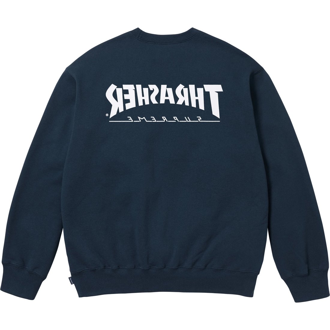 Details on Supreme Thrasher Crewneck Navy from fall winter
                                                    2024 (Price is $158)