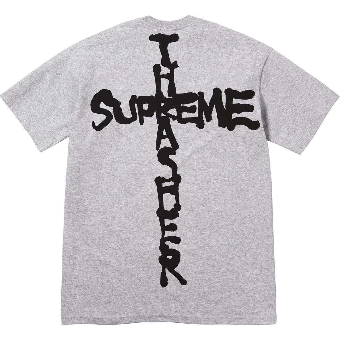 Details on Supreme Thrasher Cross Tee Heather Grey from fall winter
                                                    2024 (Price is $44)