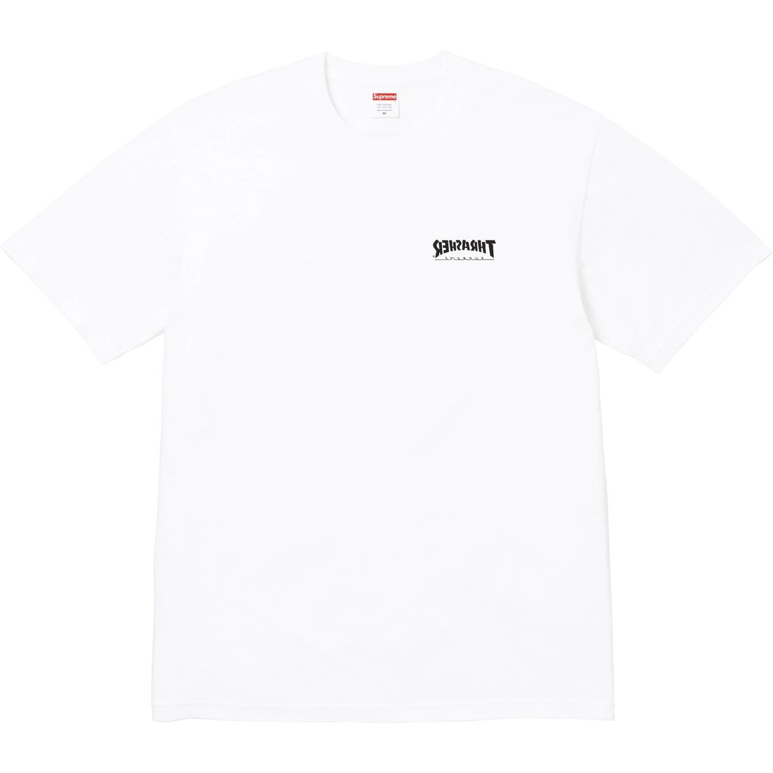 Details on Supreme Thrasher Cross Tee White from fall winter
                                                    2024 (Price is $44)