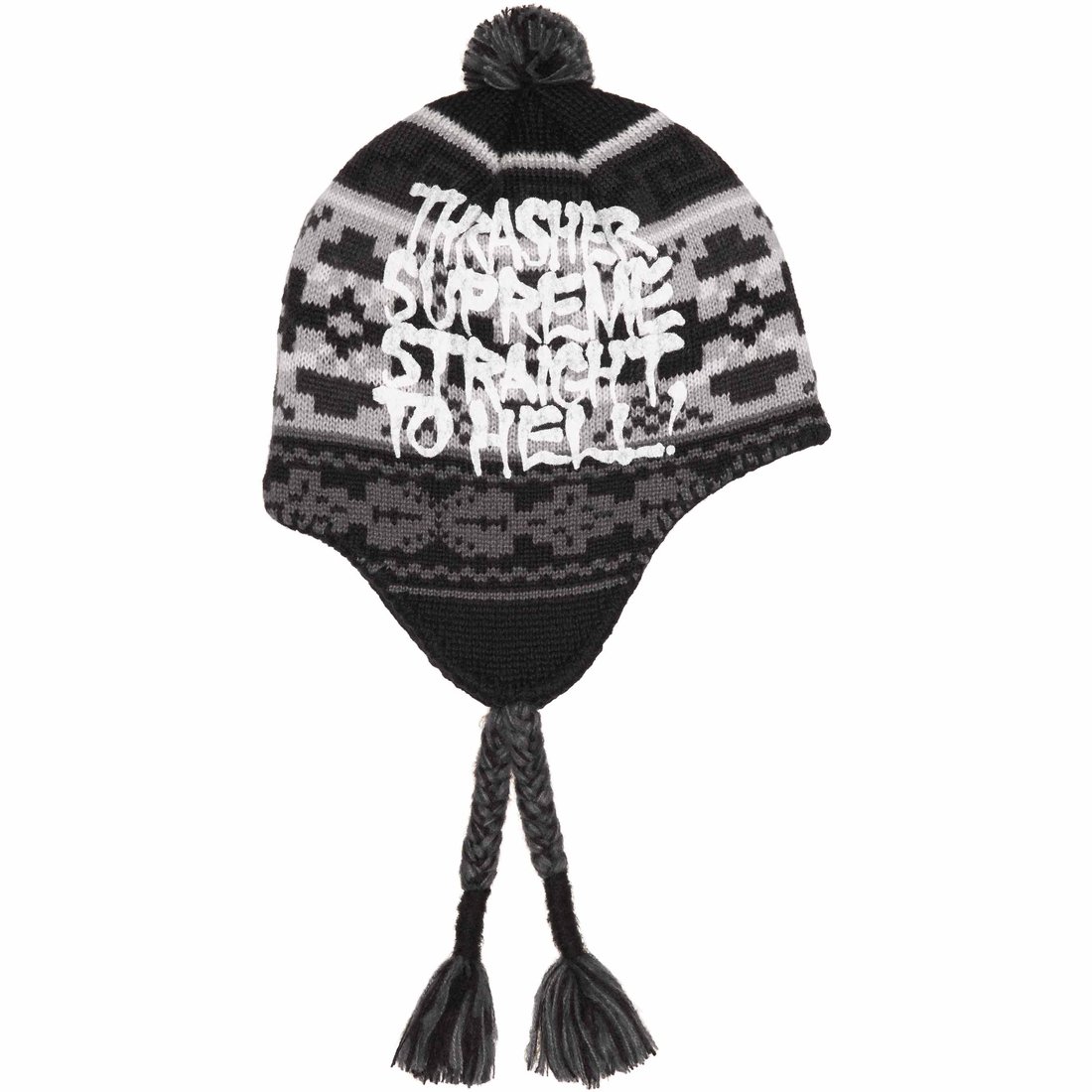 Details on Supreme Thrasher Earflap Beanie Black from fall winter
                                                    2024 (Price is $44)