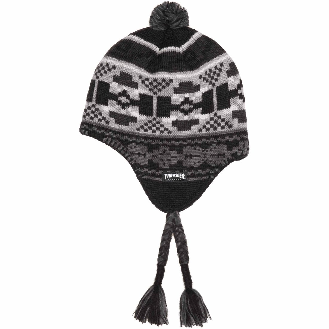 Details on Supreme Thrasher Earflap Beanie Black from fall winter
                                                    2024 (Price is $44)