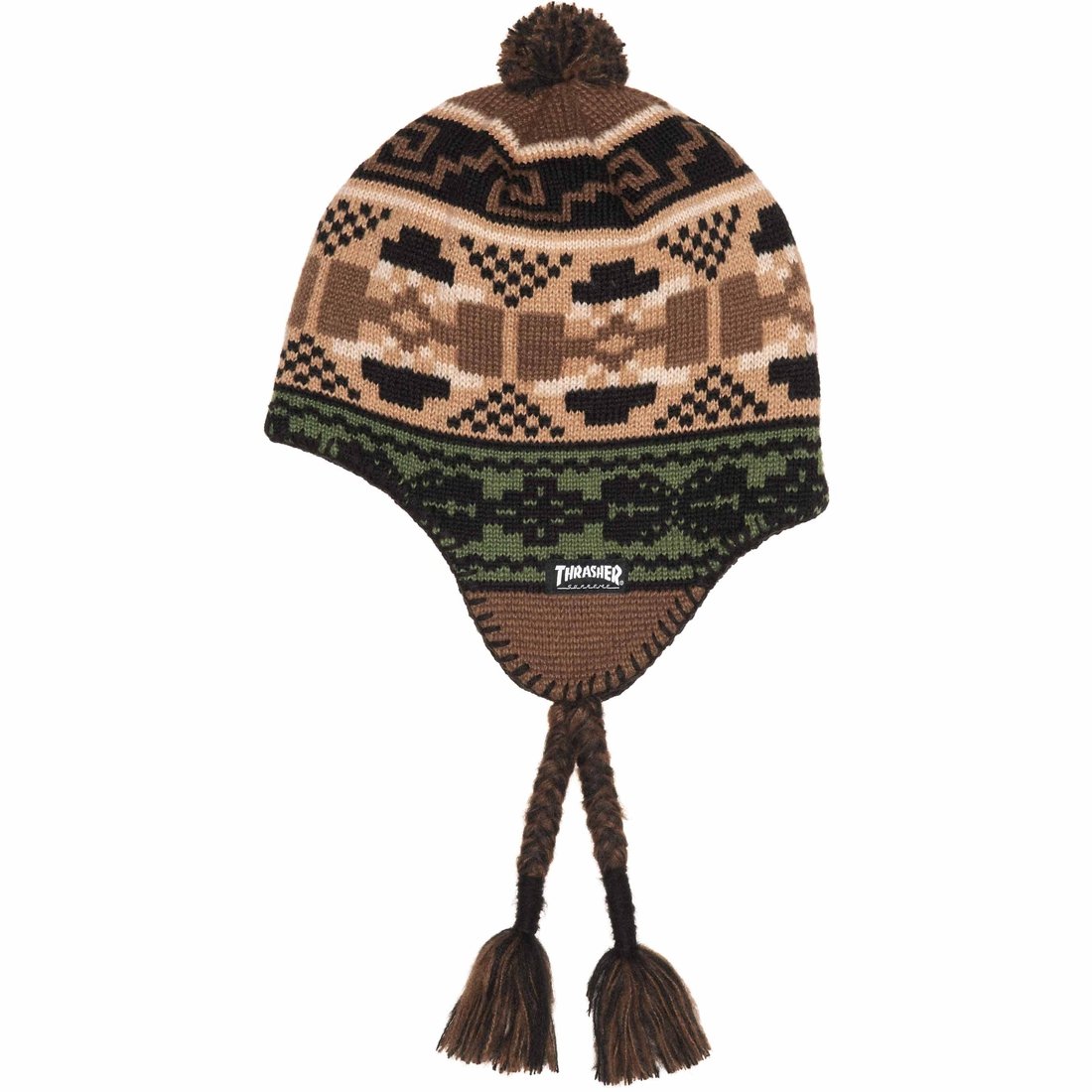 Details on Supreme Thrasher Earflap Beanie Brown from fall winter
                                                    2024 (Price is $44)