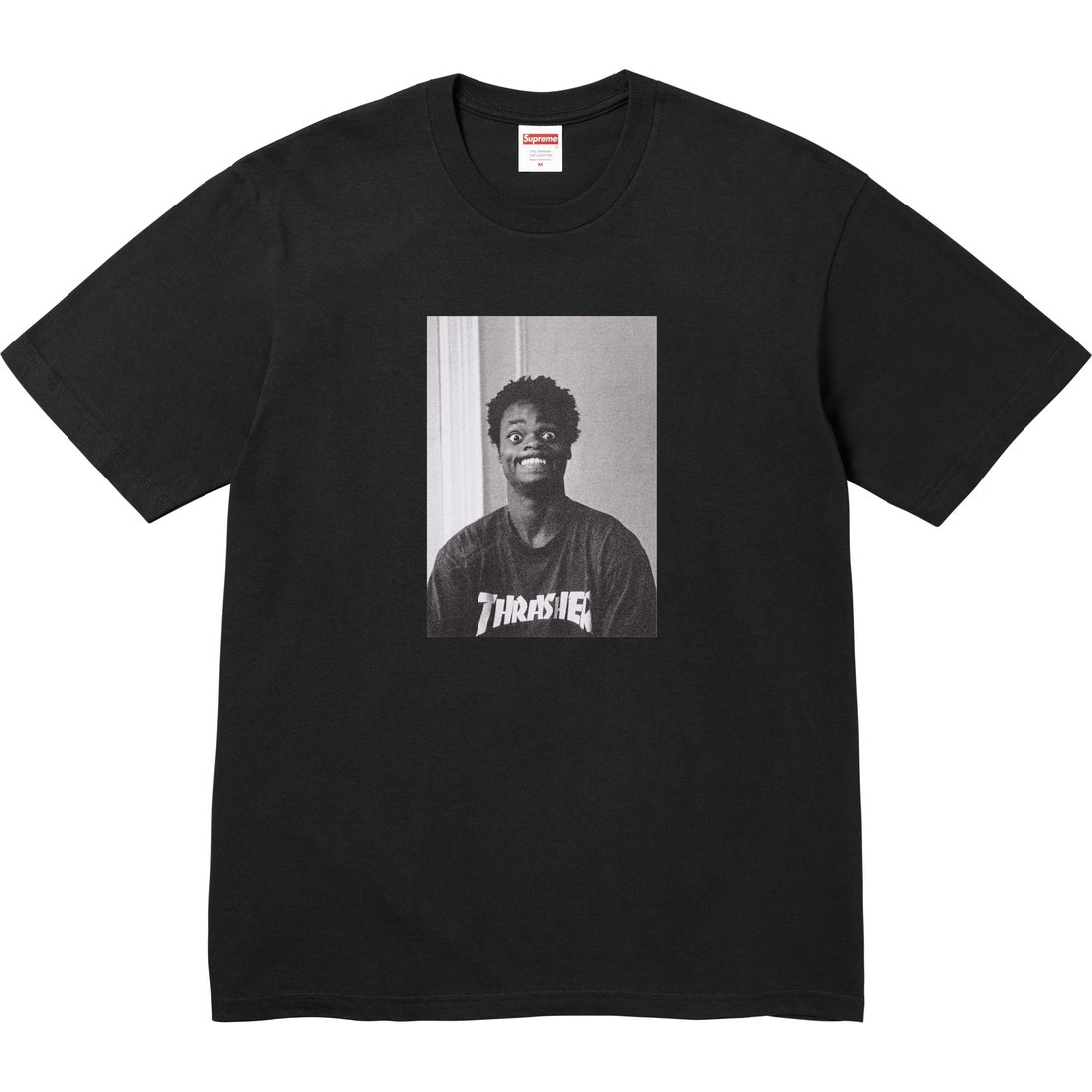 Details on Supreme Thrasher Harold Tee Black from fall winter
                                                    2024 (Price is $48)