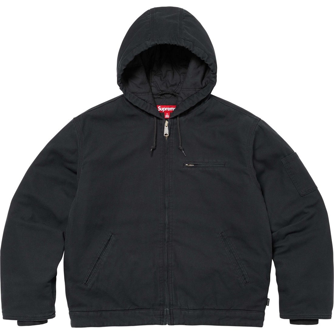 Details on Supreme Thrasher Hooded Work Jacket Black from fall winter
                                                    2024 (Price is $228)