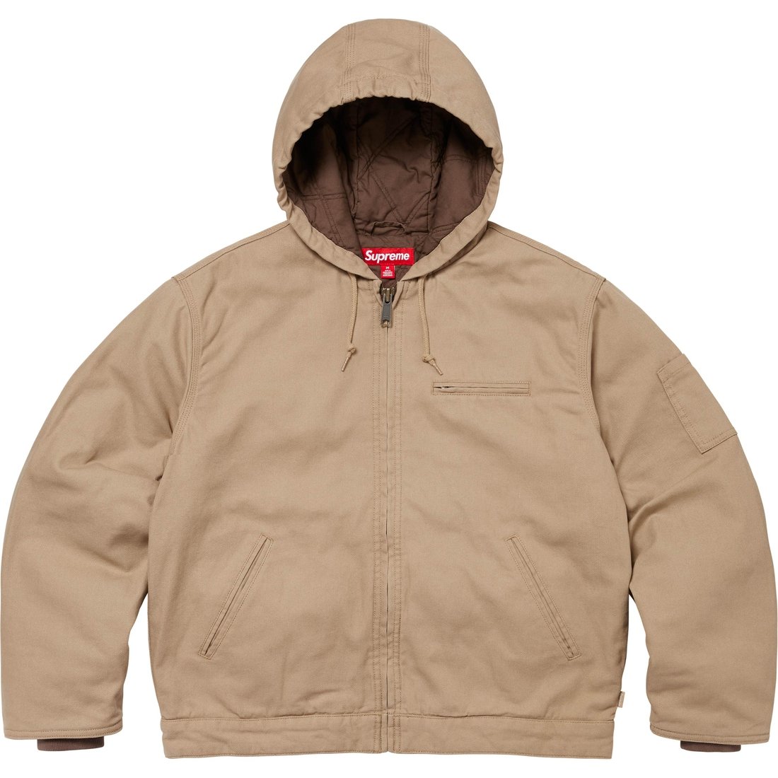 Details on Supreme Thrasher Hooded Work Jacket Tan from fall winter
                                                    2024 (Price is $228)