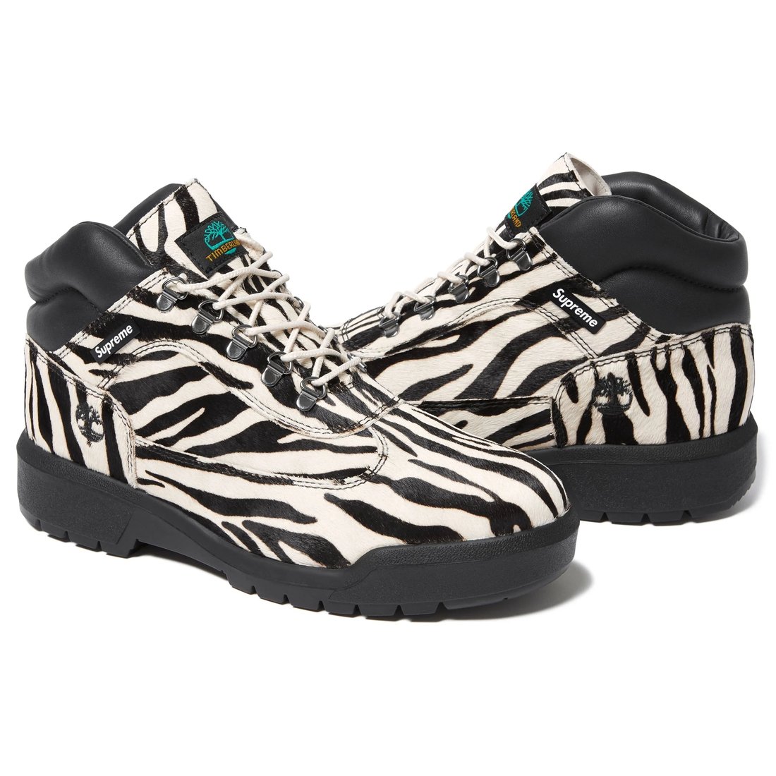 Details on Supreme Timberland Field Boot Zebra from fall winter
                                                    2024 (Price is $218)