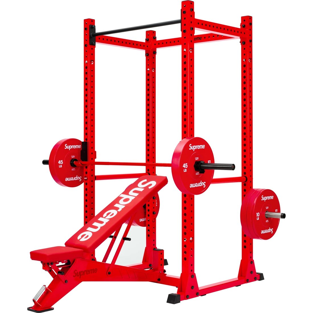 Details on Supreme Tru Grit Power Rack Weight Set Red from fall winter
                                                    2024 (Price is $3998)