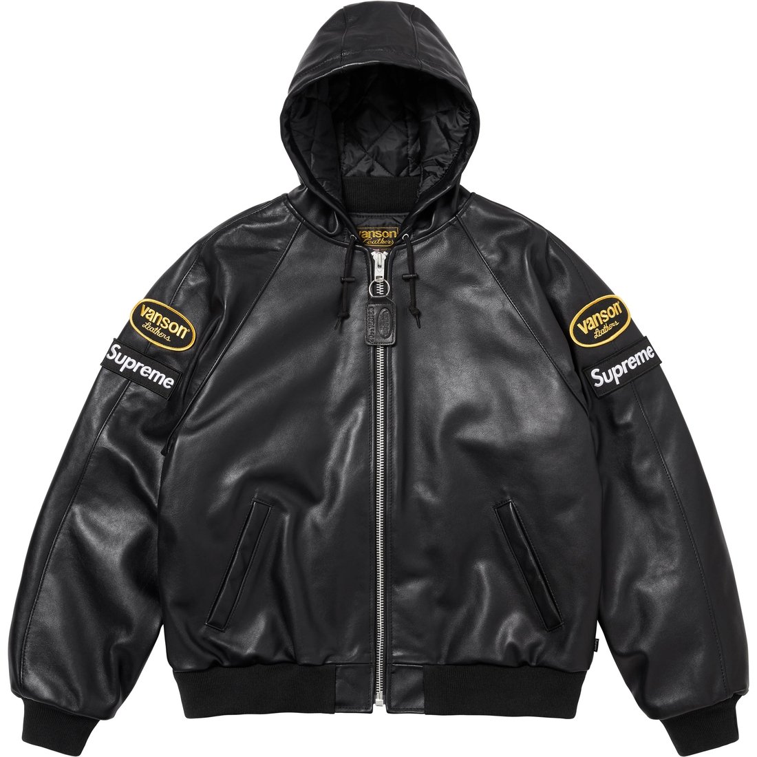 Details on Supreme Vanson Leathers Hooded Work Jacket Black from fall winter
                                                    2024 (Price is $1198)