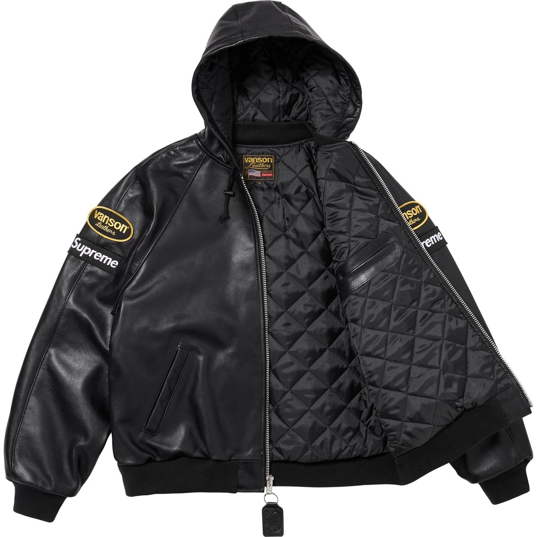 Details on Supreme Vanson Leathers Hooded Work Jacket Black from fall winter
                                                    2024 (Price is $1198)