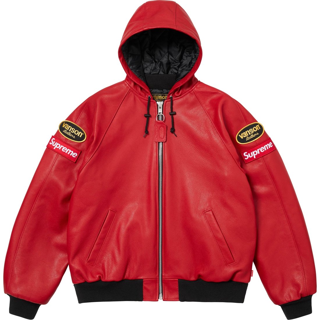 Details on Supreme Vanson Leathers Hooded Work Jacket Red from fall winter
                                                    2024 (Price is $1198)