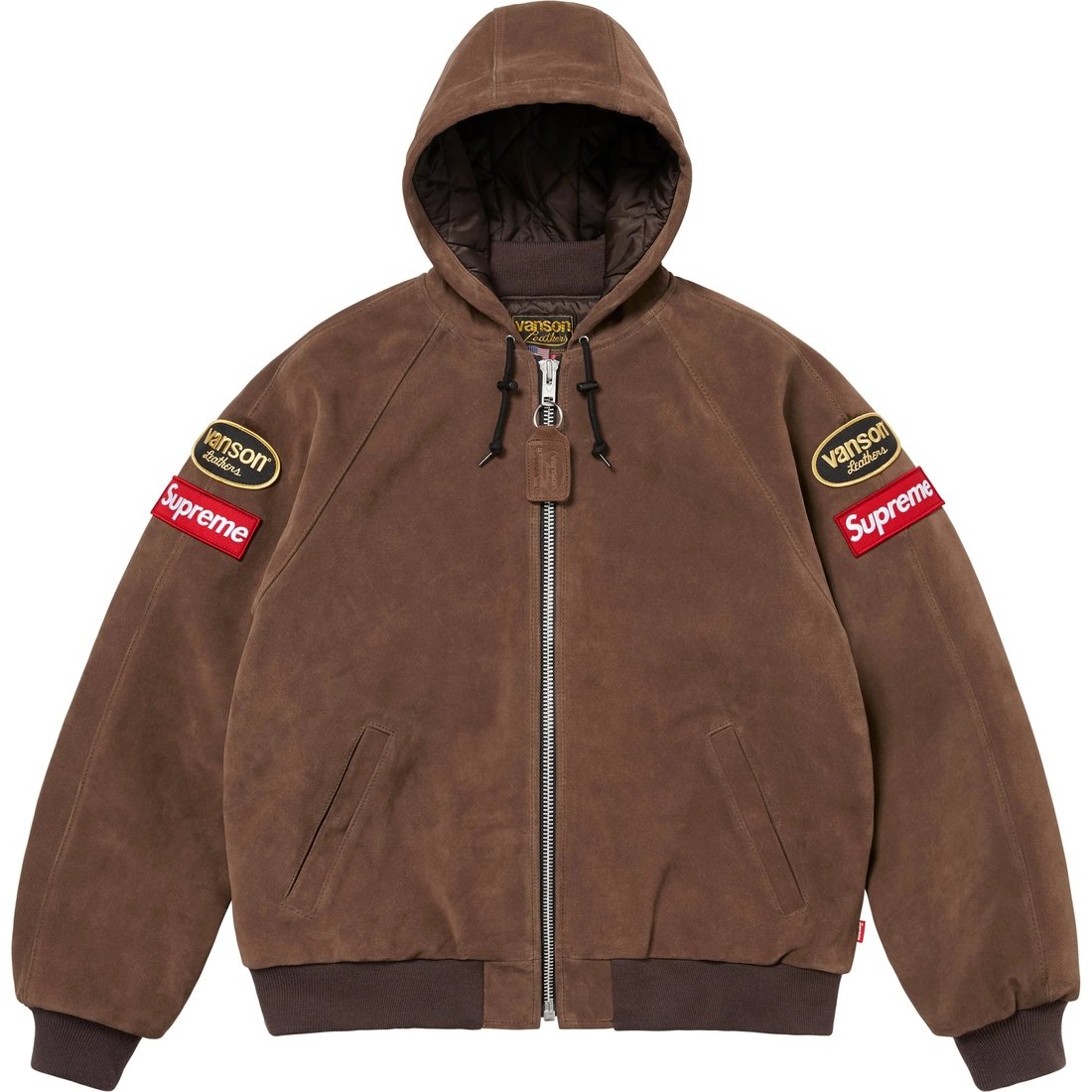 Details on Supreme Vanson Leathers Hooded Work Jacket Suede from fall winter
                                                    2024 (Price is $1198)