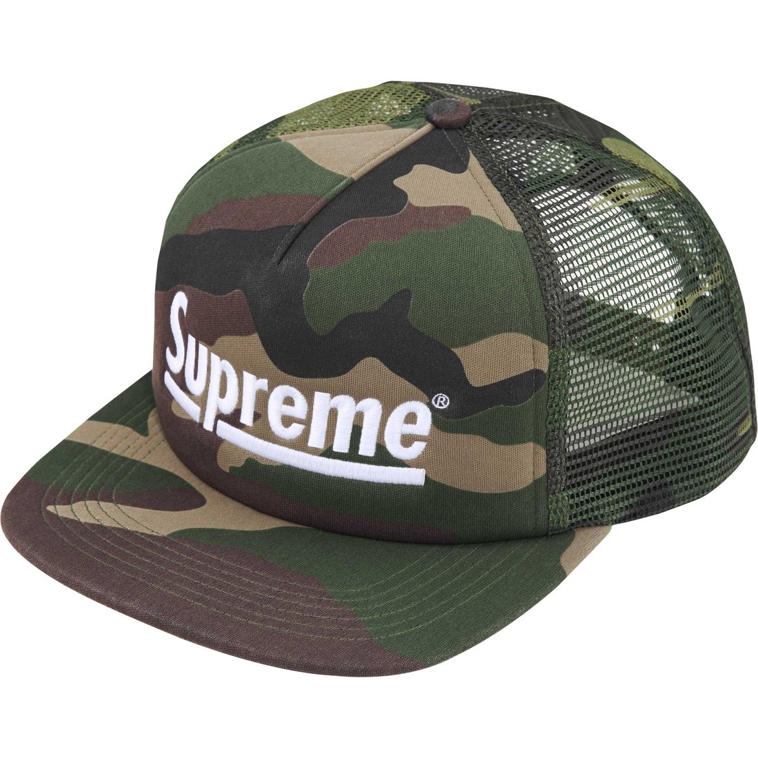 Supreme Underline Mesh Back 5-Panel (FW24) - Woodland Camo - $48