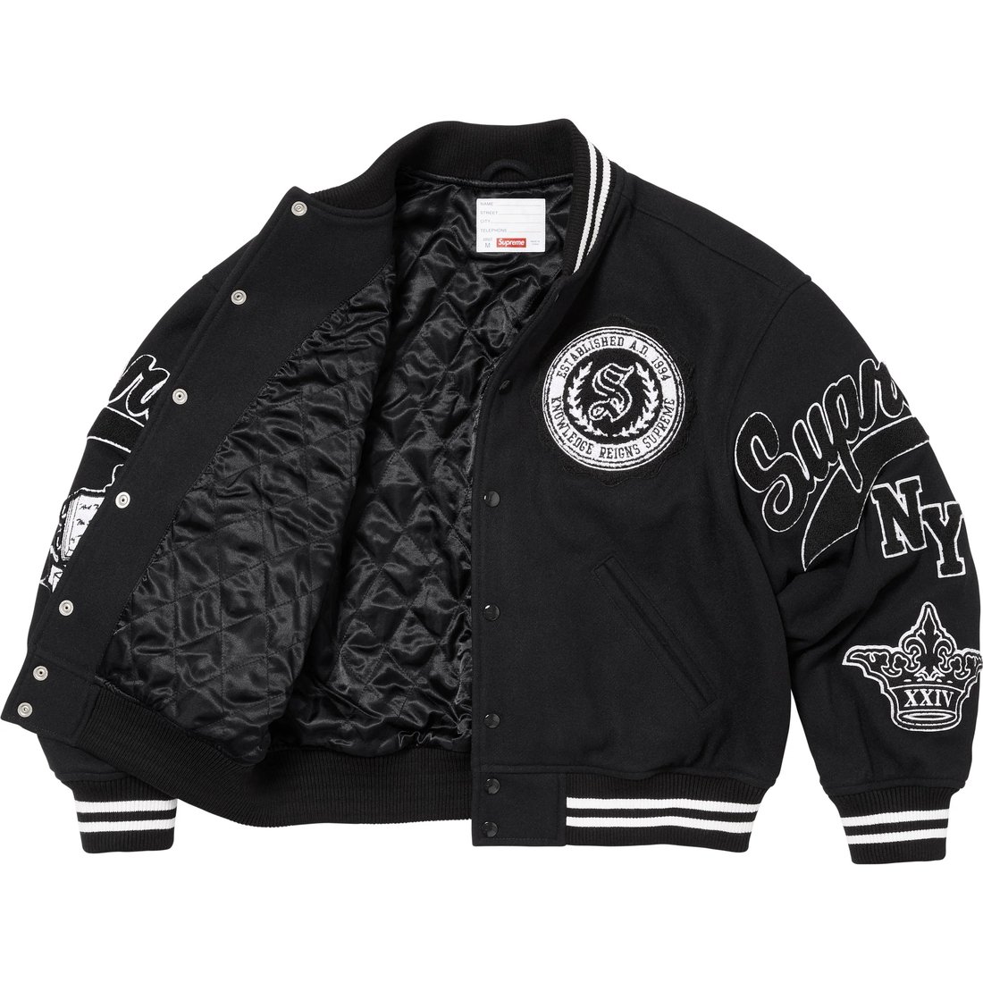 Details on Veritas Varsity Jacket Black from fall winter
                                                    2024 (Price is $498)